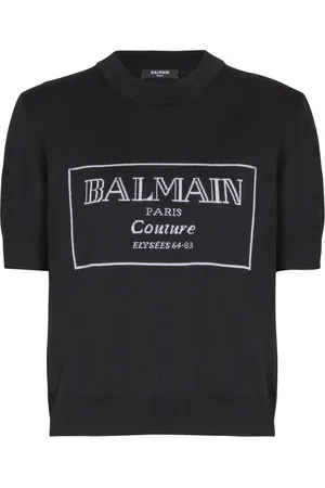 Balmain Top, Dame, Sort, XS, Uld, Couture tofarvet strikbluse