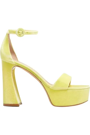 Gianvito Rossi Sko, Dame, Gul, 40 EU, Læder, Gule Velvet Platform Sandaler Holly