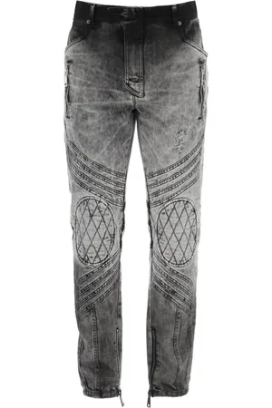Balmain Jeans, Herre, Grå, W31, Denim, Motor Slim Fit Jeans med biker-inspireret design