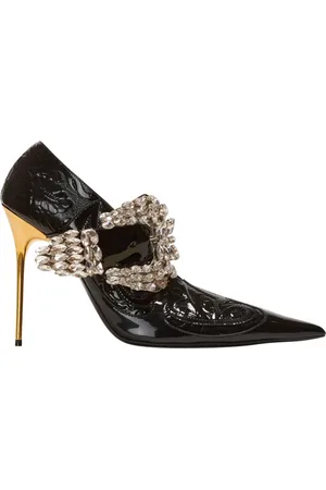 Balmain Sko, Dame, Sort, 40 EU, Læder, Clara Western patchwork laklæder pumps