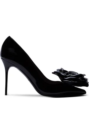 Balmain Sko, Dame, Sort, 36 EU, Læder, Laklæder Ruby pumps med blomsterdetalje