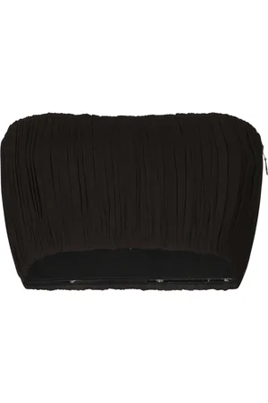 Alaïa Top, Dame, Sort, 2XS, Plisseret Crêpe Georgette Bralette Top