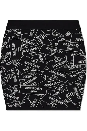 Balmain Nederdel, Dame, Sort, XS, Polyester, Kort nederdel med monogram