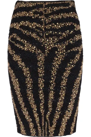 Balmain Nederdel, Dame, Flerfarvet, 2XS, Tweed, Broderet Tweed Pencil Nederdel