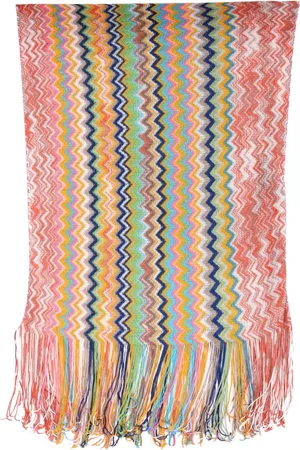 Missoni Tilbehør, Dame, Flerfarvet, ONE SIZE, Polyester, Viskose Tørklæde med Chevron Mønster og Frynser