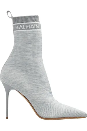 Balmain Sko, Dame, Grå, 38 EU, Læder, Skye Ankelstøvler med Hæl