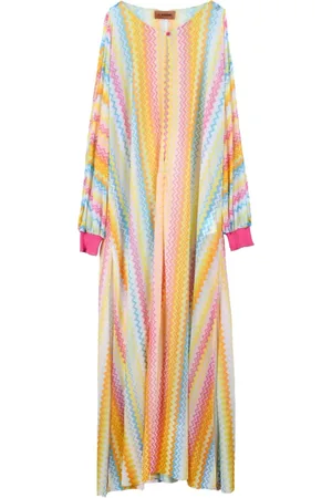 Missoni Kjole, Dame, Flerfarvet, L, Chiffon, Chiffon kaftan med puffærmer