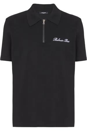Balmain Top, Herre, Sort, M, Bomuld, Kortærmet poloshirt med signaturbroderi