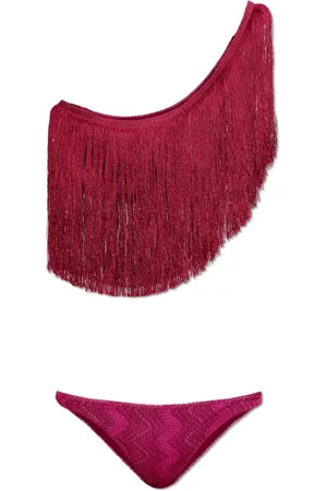 Missoni Badetøj, Dame, Lilla, XS, Badedragt med frynser og lurextråd