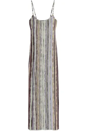 Missoni Kjole, Dame, Flerfarvet, S, Elegant Ærmeløs Lang Kjole Mørkeblå
