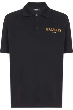 Balmain Top, Herre, Sort, XL, Bomuld, Vintage broderet bomuld poo skjorte