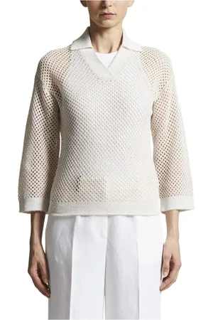 PESERICO SIGN Strik, Dame, , M, Uld, Alpaca uld teknisk garn polo skjorte med pailletter
