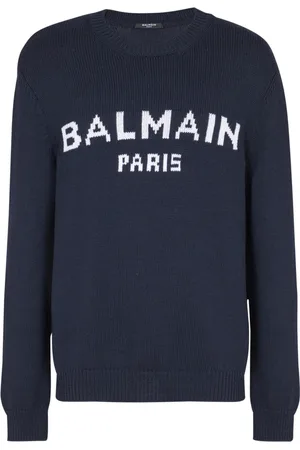 Balmain Strik, Herre, Blå, XL, Uld, Uld Paris jumper