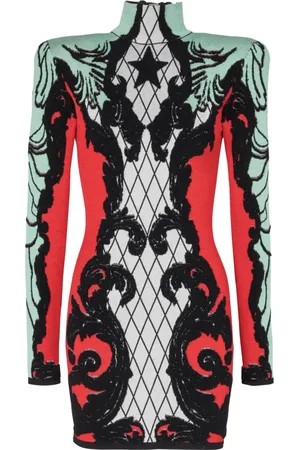 Balmain Kjole, Dame, Flerfarvet, XS, Uld, Barok jacquard kjole