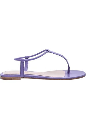 Gianvito Rossi Sko, Dame, Lilla, 40 EU, Læder, Flade thong sandaler med elask rem