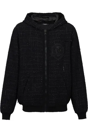 Balmain Sweathshirts & Hoodies, Herre, Sort, 2XL, Tweed, Tweed hættetrøje