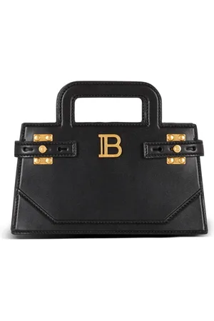 Balmain Taske, Dame, Sort, ONE SIZE, Uld, Lille B-Buzz Top Handle taske i kalveskind
