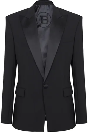 Balmain Jakke, Herre, Sort, S, Uld, Dobbelt Crepe Enkeltknap Jakke