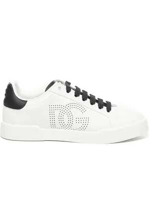 Dolce & Gabbana Sko, Dame, Hvid, 39 EU, Logo Hæl Sneakers, Hvid/Sort, Italiensk Fremstillet