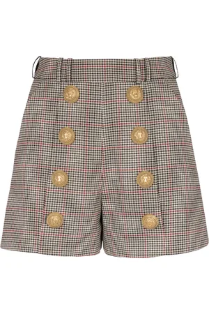Balmain Shorts, Dame, Flerfarvet, S, Uld, Uld shorts med knapper