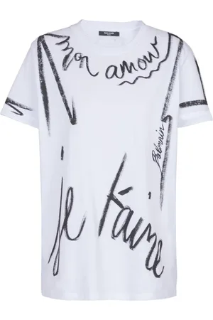 Balmain Top, Dame, Hvid, S, Bomuld, T-shirt med korte ærmer med 