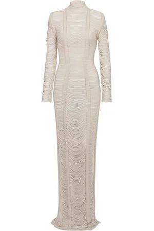 Balmain Kjole, Dame, , S, Bomuld, Åbenvævet makramé maxi kjole