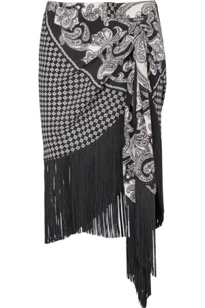 Balmain Nederdel, Dame, Sort, S, Uld, Frynset silkeskørte
