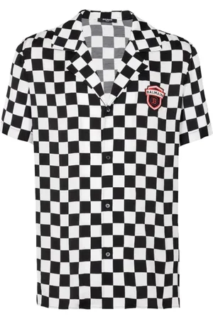 Balmain Skjorte, Herre, Sort, XL, Satin, Satin Racing pyjama skjorte