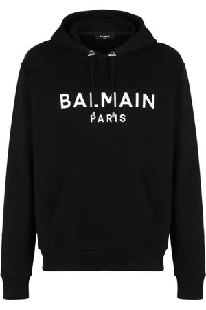 Balmain Sweathshirts & Hoodies, Herre, Sort, L, Bomuld, Logo Hættetrøje
