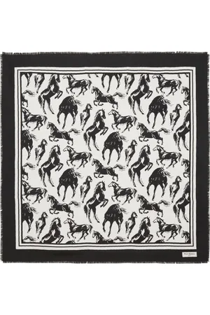 Balmain Tilbehør, Dame, Sort, ONE SIZE, Pierre hesteprint silketørklæde