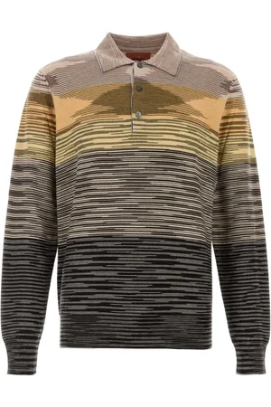 Missoni Top, Herre, Flerfarvet, M, Uld, Broderet uld polo skjorte