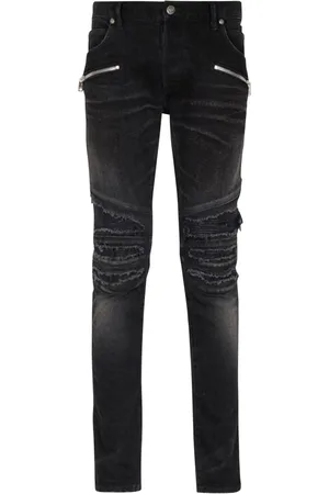 Balmain Jeans, Herre, Sort, W31, Bomuld, Slim fit revnede bomuldsjeans