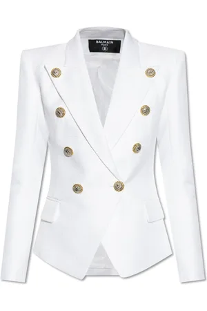Balmain Jakke, Dame, Hvid, 2XS, Uld, Blazer med lommer