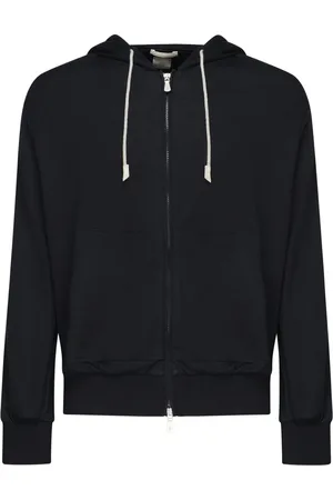 ELEVENTY Sweathshirts & Hoodies, Herre, Blå, S, Bomuld, Silke og bomuld hættetrøje
