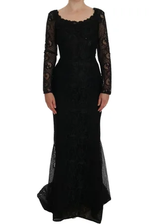 Dolce & Gabbana Kjole, Dame, Sort, 2XS, Bomuld, Sort Blomstret Sheath Kjole