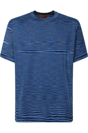 Missoni Top, Herre, Blå, XL, Bomuld, Blå Gradient Stribe T-Shirt