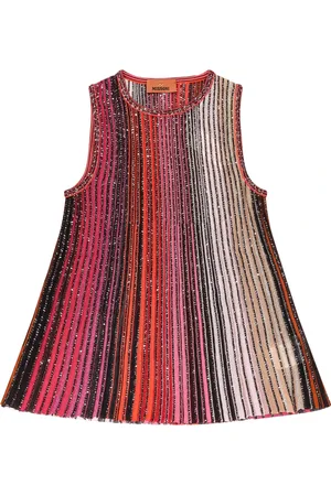 Missoni Top, Dame, Rød, M, Pailetter, Stribet Paillet Ærmeløs Flæse Top