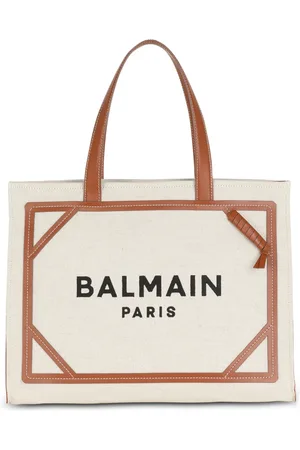 Balmain Taske, Dame, , ONE SIZE, Læder, B-Army 42 kanvas tote taske med læderdetaljer