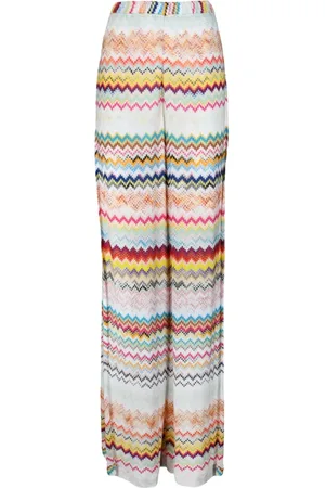 Missoni Bukser, Dame, Flerfarvet, S, Højtaljede bredbenede strikkede bukser