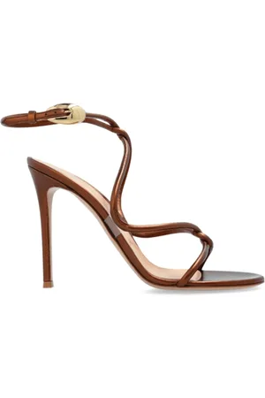 Gianvito Rossi Sko, Dame, Brun, 38 1/2 EU, Læder, Brun Stiletto Sandaler med Ankellænke