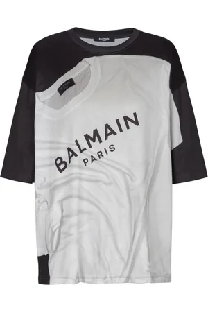 Balmain Top, Dame, Sort, XS, Polyester, Løs T-shirt med optisk illusionstryk