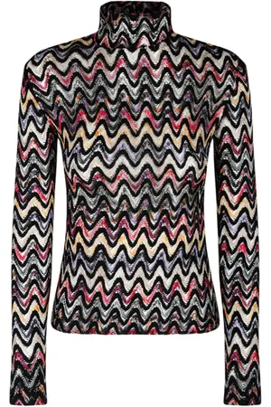 Missoni Strik, Dame, Flerfarvet, S, Uld, Zigzag Uld Blend Sweater Top