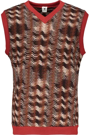 M Missoni Strik, Herre, Flerfarvet, L, Silkeblandet Ribstrikket Vest