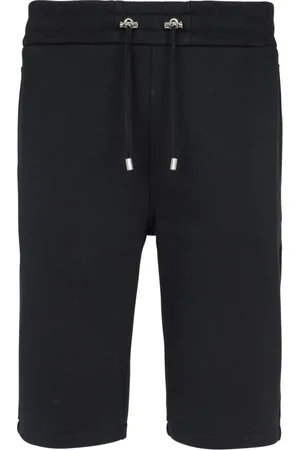 Balmain Shorts, Herre, Sort, L, Bomuld, Bomuldsshorts med flocked Paris logo