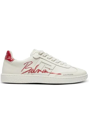 Balmain Sko, Dame, Hvid, 35 EU, Læder, Læder Swan Lipstick sneakers