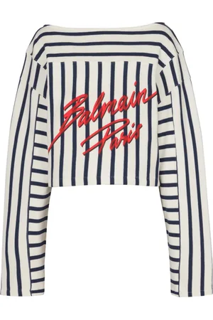Balmain Top, Dame, Flerfarvet, S, Bomuld, Stribet baseball langærmet top