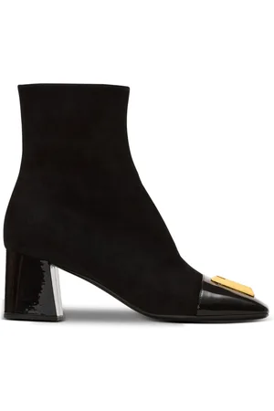 Balmain Sko, Dame, Sort, 37 EU, Læder, Suede Edna ankelstøvler med patentlæder tæer