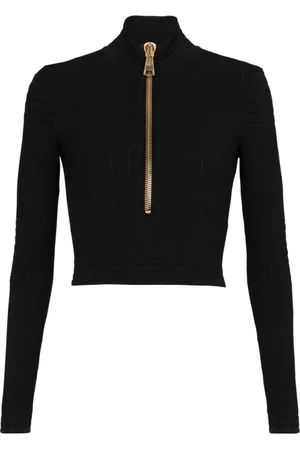 Balmain Strik, Dame, Sort, 4XL, Polyester, Top i mesh