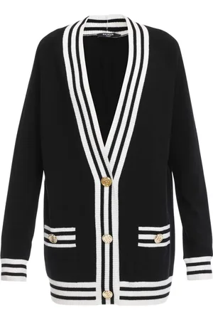 Balmain Strik, Dame, Sort, S, Uld, Uld og kasjmir cardigan