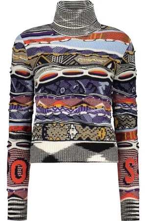 Missoni Strik, Dame, Flerfarvet, XS, Uld, Jacquard Uldblanding Turtleneck Sweater
